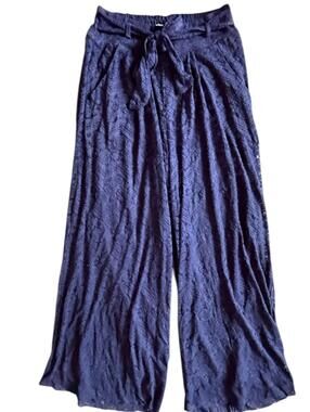 Velzera Navy Lace Palazzo Pants Boho Resort Wear NWT Free Size - fits like Med.